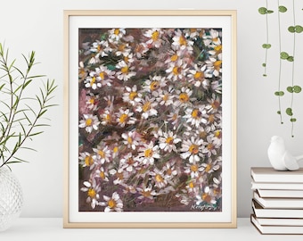 Daisy Wall Art, Daisy Print, Garden Painting by Katie Jobling