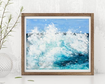 Great Wave Art Print, Ocean Painting by Katie Jobling