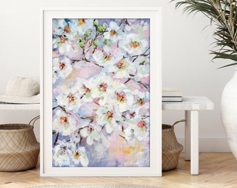 Magnolia Art Print, Floral Painting, Flower wall art, Sweet Blooms Painting by Katie Jobling