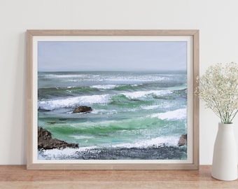 Ocean Print, Seascape Painting, Coastal Wall Art by Katie Jobling