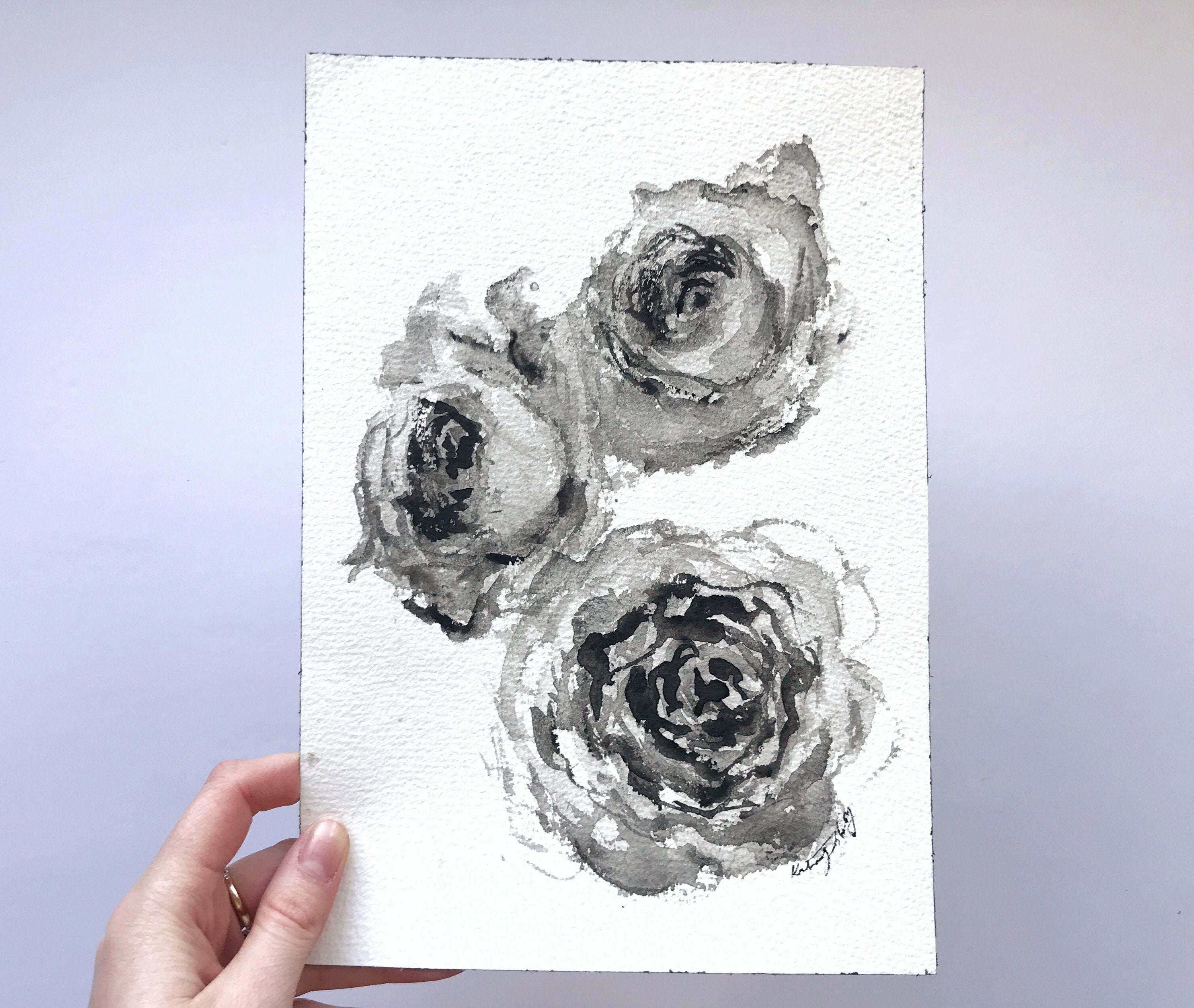 Buy Botanical Rose Painting Floral Ink Watercolour  Watercolor Online in  India  Etsy