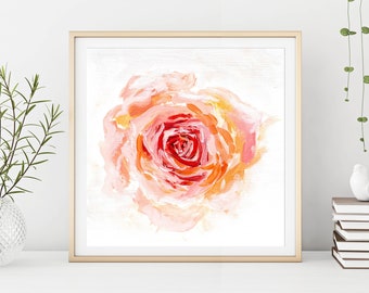 Stampa artistica rosa, pittura floreale, regalo per lei, stampa floreale