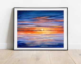 Sunset Print in the UK, Sunset Wall Art, Dramatic Sunset Painting