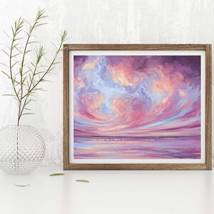 Dreamy Seascape Art Print, Pastel Ocean Painting, Colorful Art Print image 2