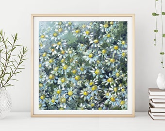 Daisy Print, Daisies Art, Floral Painting by Katie Jobling