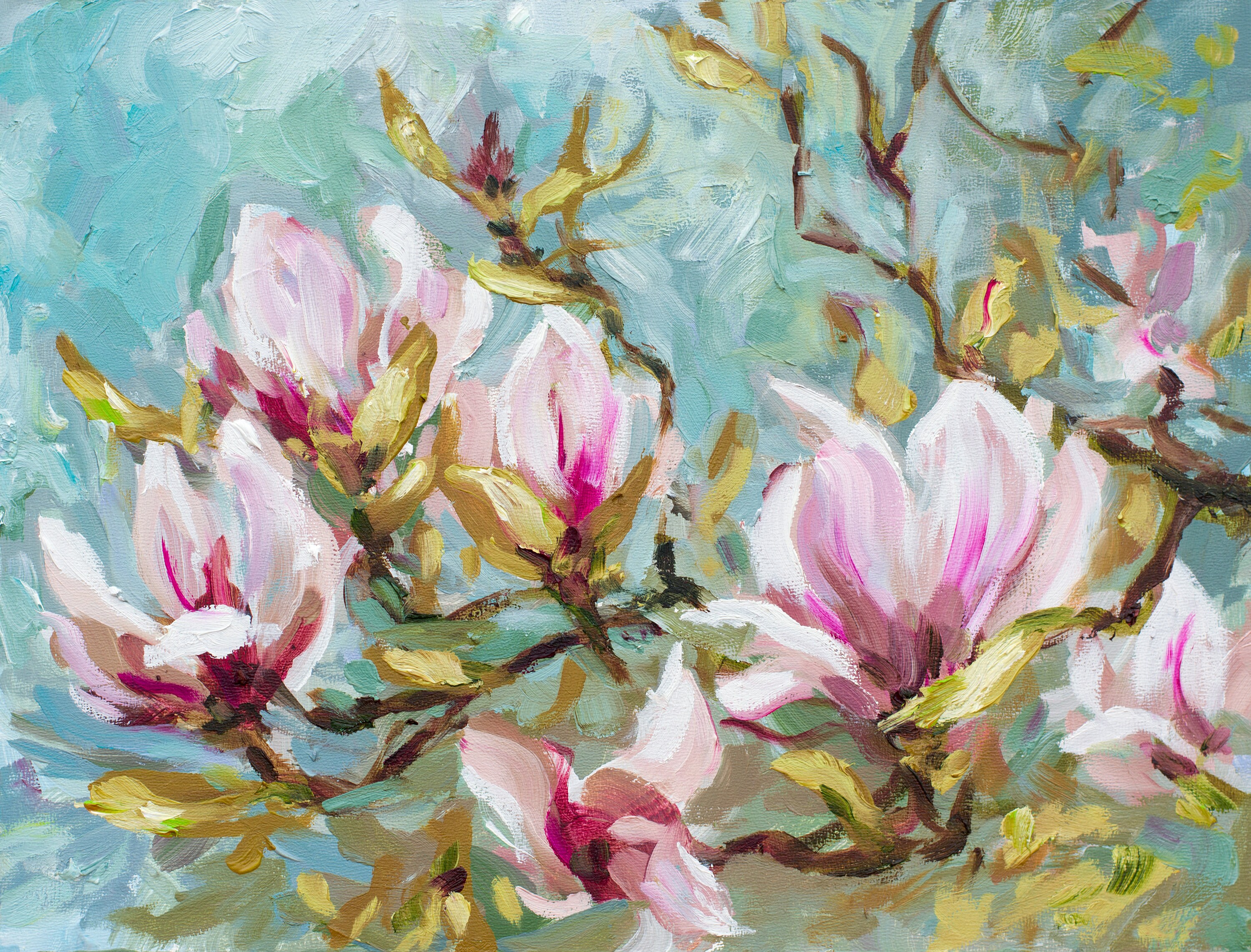 Magnolia Art Print, Floral Painting, Flower Wall Art, Magnolia Painting ...