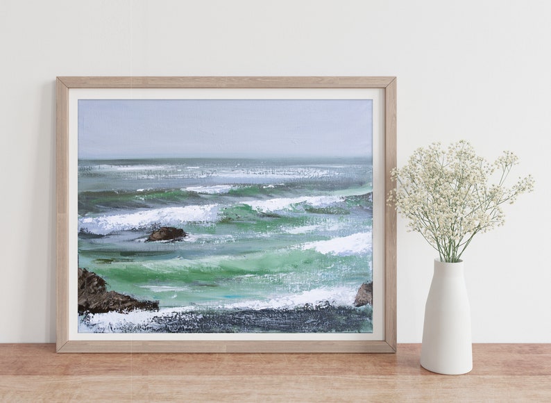 Ocean Print, Seascape Painting, Coastal Wall Art by Katie Jobling image 1