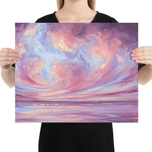 Dreamy Seascape Art Print, Pastel Ocean Painting, Colorful Art Print image 4