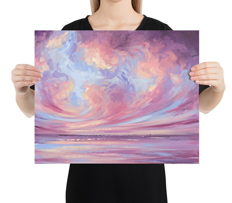 Dreamy Seascape Art Print, Pastel Ocean Painting, Colorful Art Print image 4