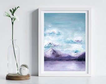 Mountain Print, Mountain Wall Art, Landscape Print by Katie Jobling