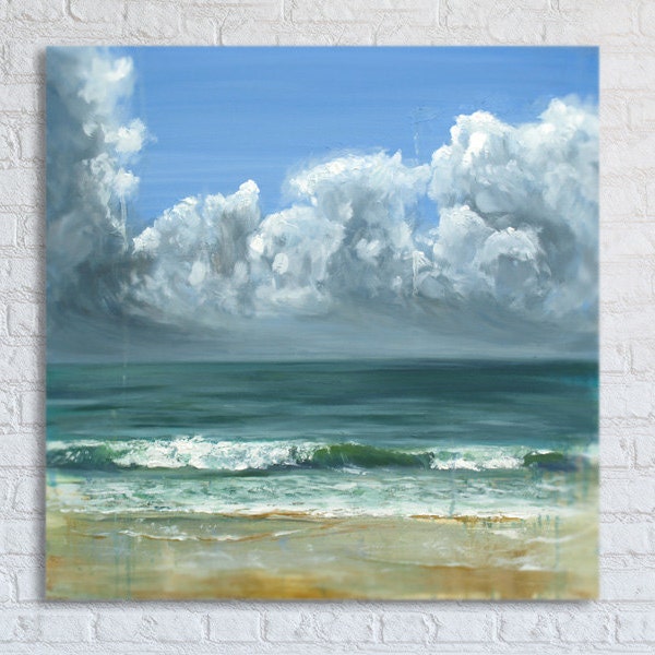 Ocean Painting Sea Art Oil Original // "Peppermint Cove" 30 x 30" Canvas by Katie Jobling