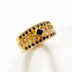 Vintage Vermeil Oro Chapado En Plata Esterlina Anillo de Zafiro Marcado 925 Tamaño 7