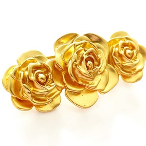 Vintage Matte Gold Rose Brooch New Old Stock