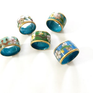 Vintage kinesisk Cloisonnéring blommönster Nytt gammalt lager bild 3