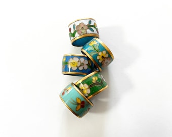 Vintage Chinese Cloisonne Ring Floral Pattern New Old Stock