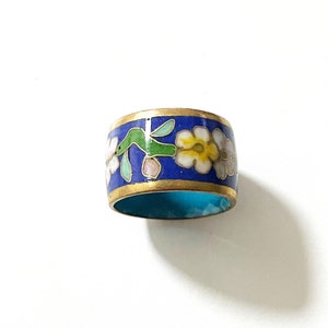 Vintage kinesisk Cloisonnéring blommönster Nytt gammalt lager bild 4