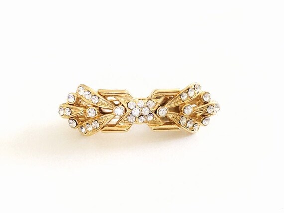 Vintage Art Deco Style Gold Tone Rhinestone Hair B