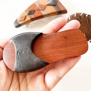 Vintage Wooden Barrette Hair Clip New Old Stock Slipper Heart