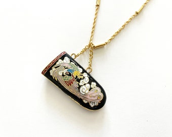 Vintage Chinese Cloisonne Perfume Pendant Chain Necklace New Old Stock