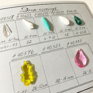 Vintage Crystal Charms Drop Oorbellen Kraal Sample Card Salesman Card