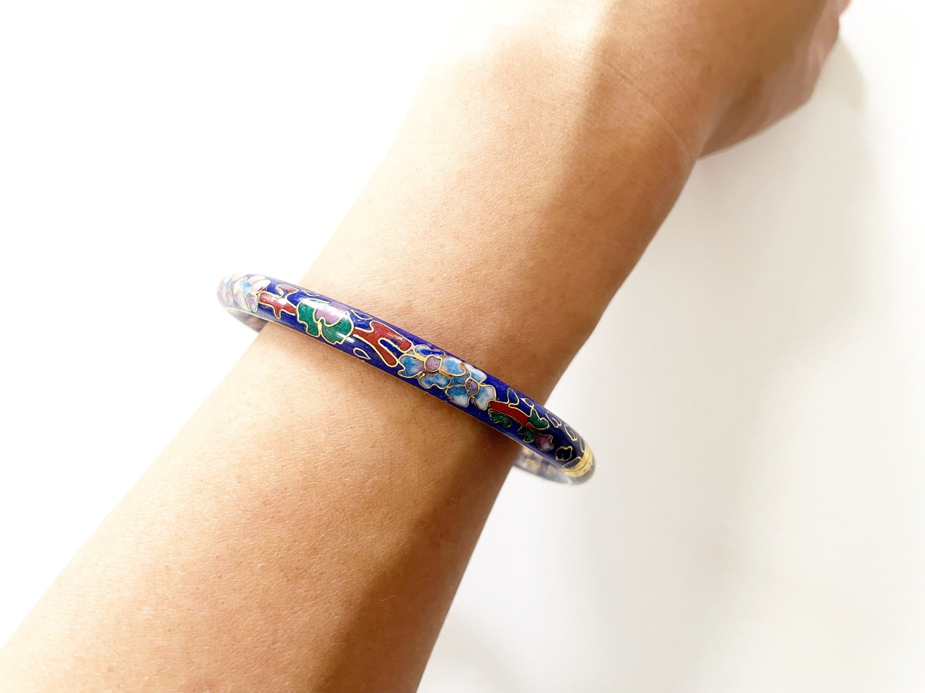 Vintage Chinese Cloisonne Bangle Bracelet Royal Blue - Etsy