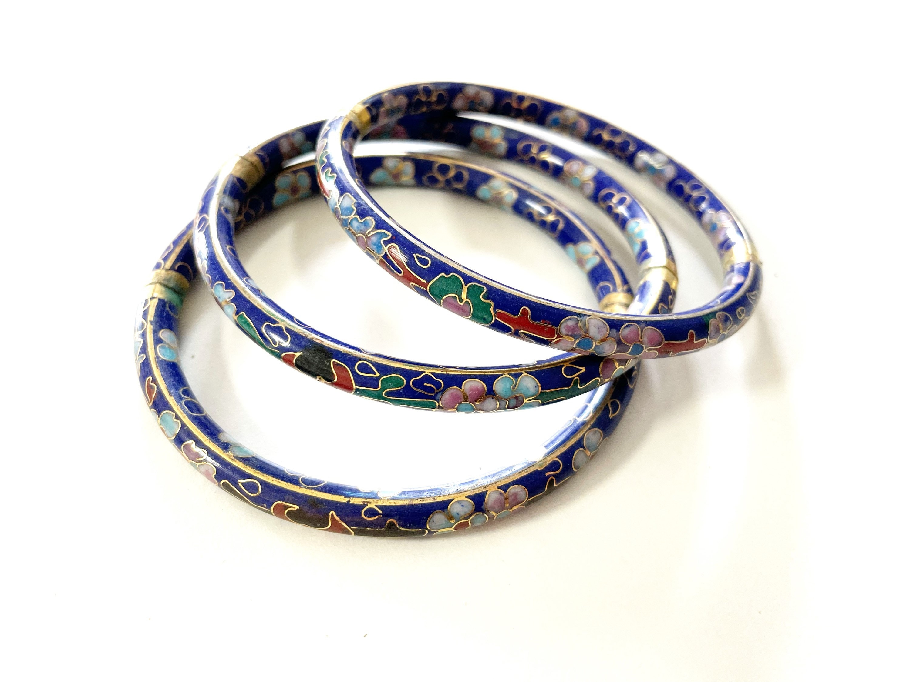 Vintage Chinese Cloisonne Bangle Bracelet Royal Blue - Etsy