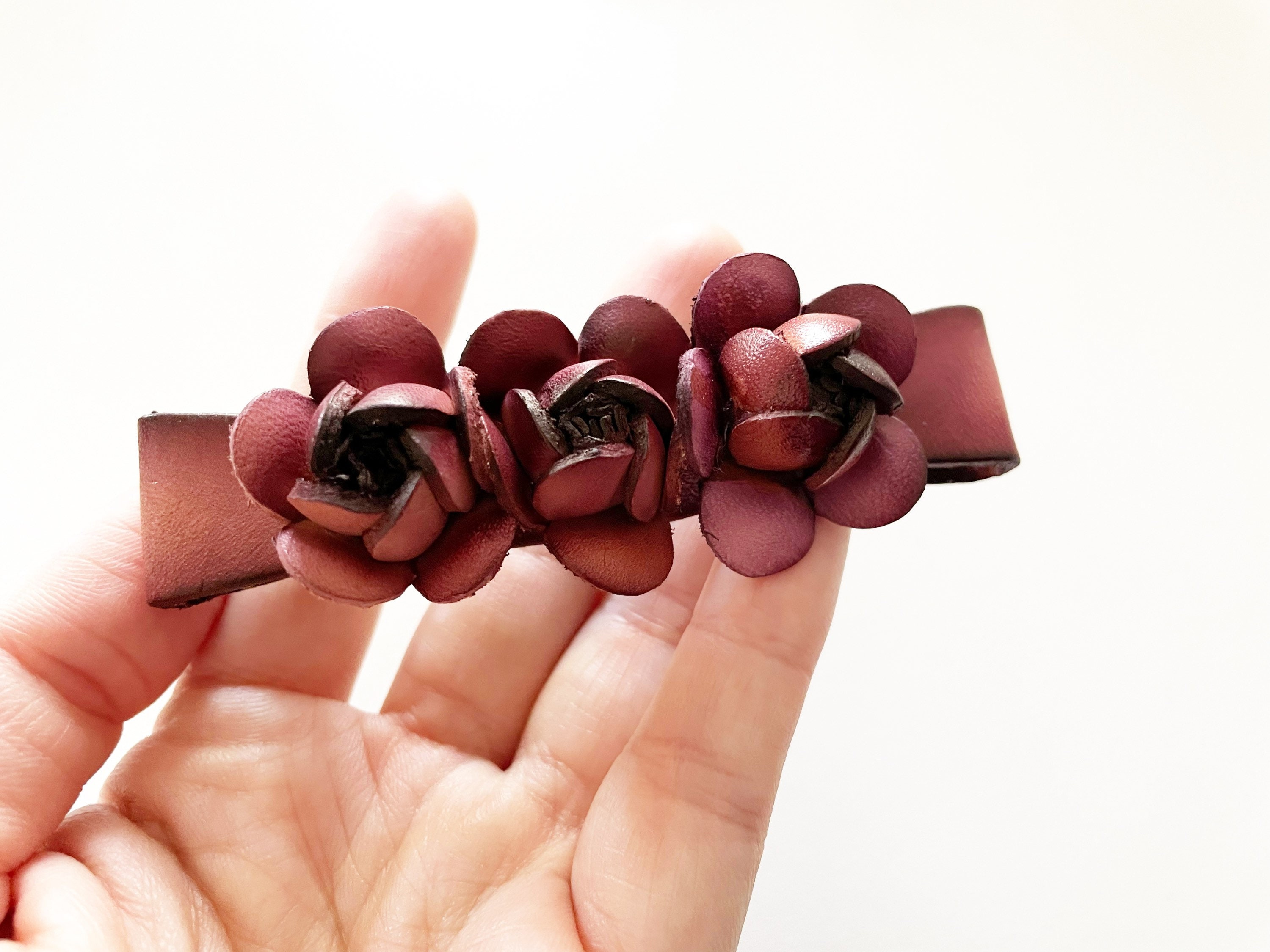 Vintage leather rose hair accessory Amazon.com : Red Mini Rose Hair Clip for Women Flower Hair  main image 2