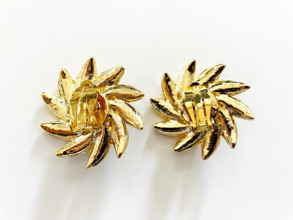 Boucles D'Oreilles Clips Vintage Fleur Relief Jaune Perle Blanche - Parfait État