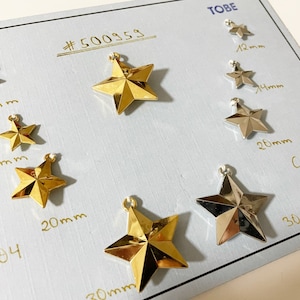 Vintage gefaceteerde metallic ster charms kraal sample card verkoper kaart