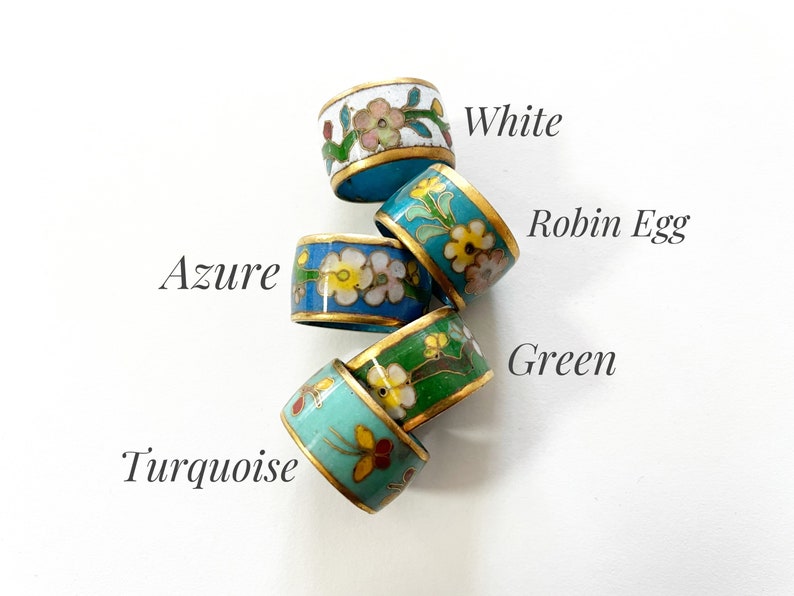 Vintage kinesisk Cloisonnéring blommönster Nytt gammalt lager bild 2