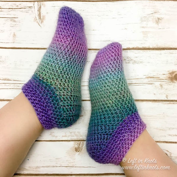 Cotton Candy Slipper Socks - Easy crochet slipper socks for beginners using one skein of yarn