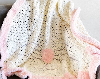 Bunny Inspired Easter Crochet Blanket Pattern PDF Printable Download Baby Blanket Afghan Throw