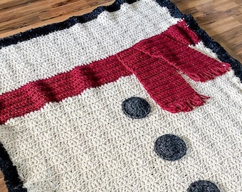 Snowman Inspired Christmas Crochet Blanket Pattern PDF Printable Download Baby Blanket Afghan Throw for Winter