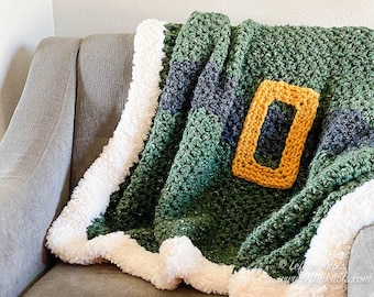 Elf Inspired Christmas Crochet Blanket Pattern PDF Printable Download Afghan Throw Baby Blanket