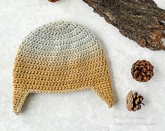 Spice Earflap Beanie Hat Crochet Pattern PDF Printable Download Seven Days of Scarfie One Skein Gender Neutral
