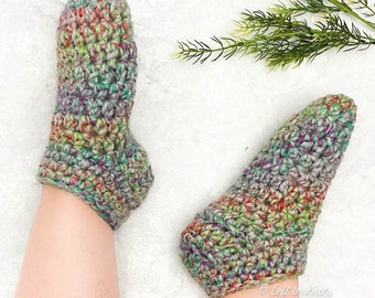 Stay Home Chunky Slipper Socks Crochet Pattern PDF Printable made with Bulky Yarn