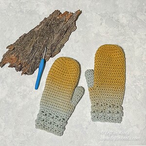 Candied Ginger Mittens Crochet Pattern PDF Printable Modern V-Stitch Adult Mittens