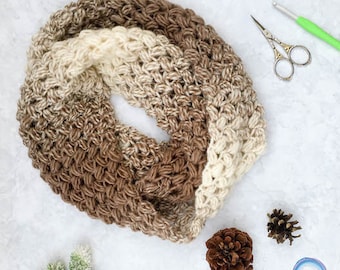Coffee Bean Infinity Scarf Crochet Pattern PDF Printable