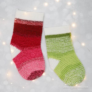 Crochet Holly Jolly Christmas Stocking PATTERN PDF Printable Download in two sizes image 1