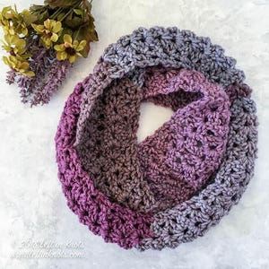 Frosted Berry Infinity Scarf Crochet Pattern PDF Printable image 1