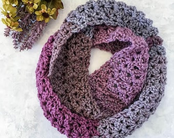 Frosted Berry Infinity Scarf Crochet Pattern PDF Printable