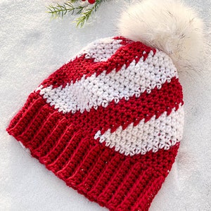 Sweet Swirl Beanie Crochet Pattern PDF Printable Download peppermint candy cane hat image 5