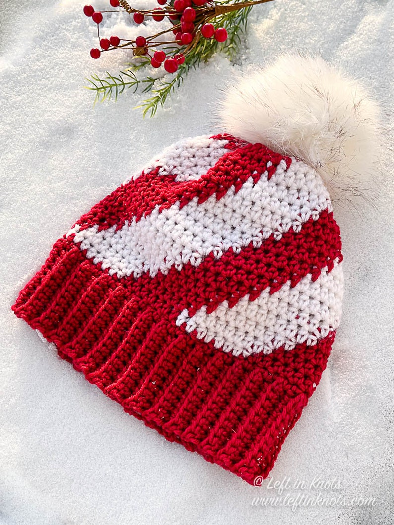 Sweet Swirl Beanie Crochet Pattern PDF Printable Download peppermint candy cane hat image 5
