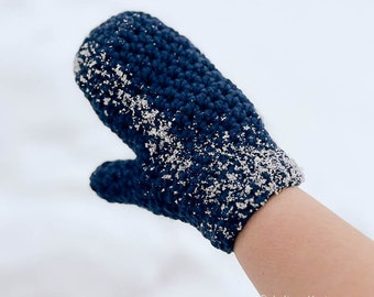 Crochet Midnight Mittens Pattern PDF Printable for Adults made with Chunky Yarn