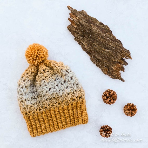 Candied Ginger Beanie Hat Crochet Pattern PDF Printable Download.