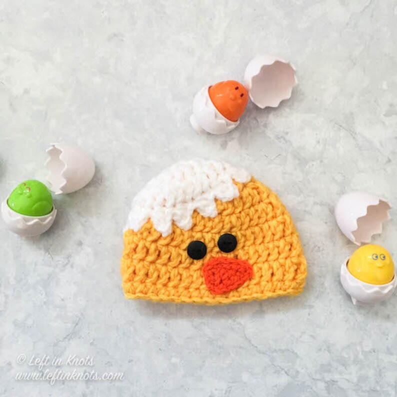 Baby Chick Nyfödd Kokon och Mössa Foto Rekvisita Set Virkmönster Utskrivbar PDF Vårbaby Insla bild 4