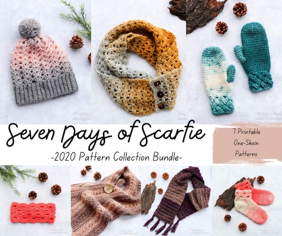 Seven Days Of Scarfie Collection 5: Seven Crochet Patterns Bundle.