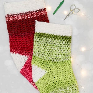 Crochet Holly Jolly Christmas Stocking PATTERN PDF Printable Download in two sizes image 4