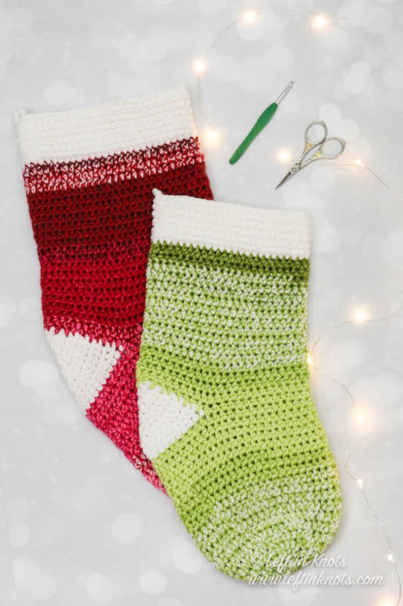 Crochet Holly Jolly Christmas Stocking PATTERN PDF Printable Download in two sizes image 4