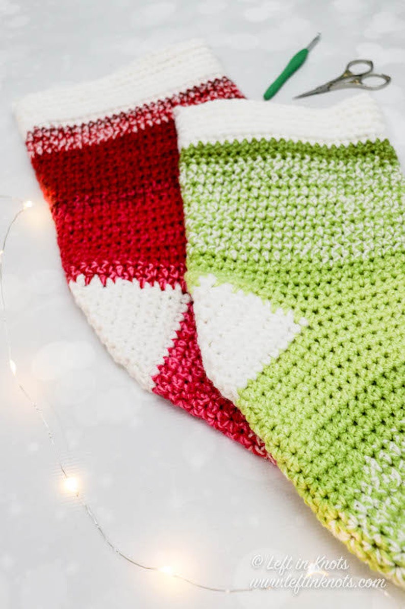 Crochet Holly Jolly Christmas Stocking PATTERN PDF Printable Download in two sizes image 3